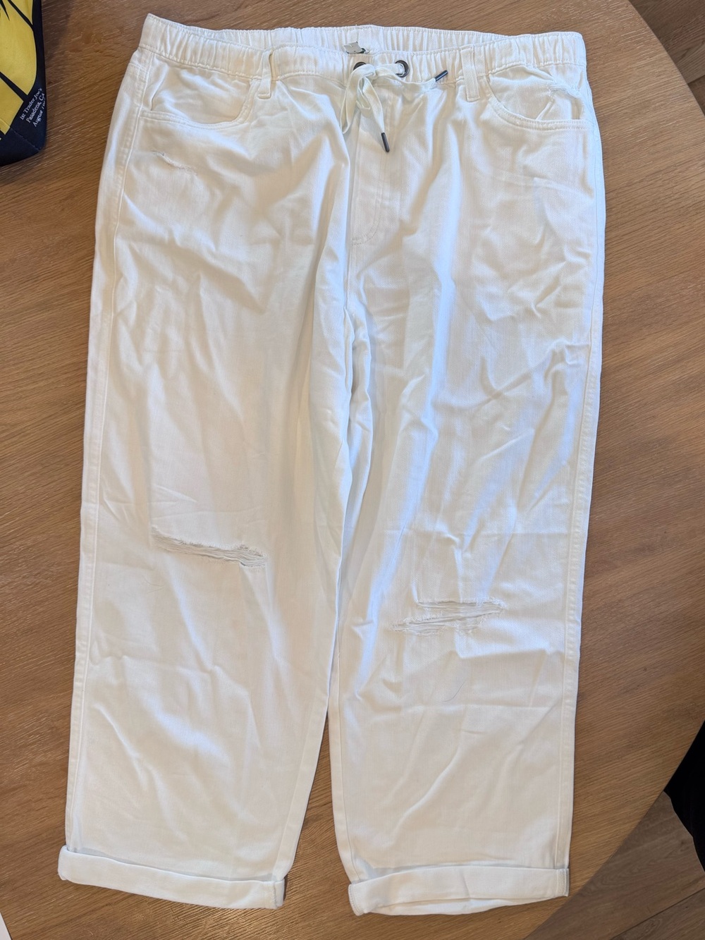 Aerie Women’s White Drawstring White Denim Cropped